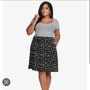 Torrid Striped Floral Knit To Woven Dress